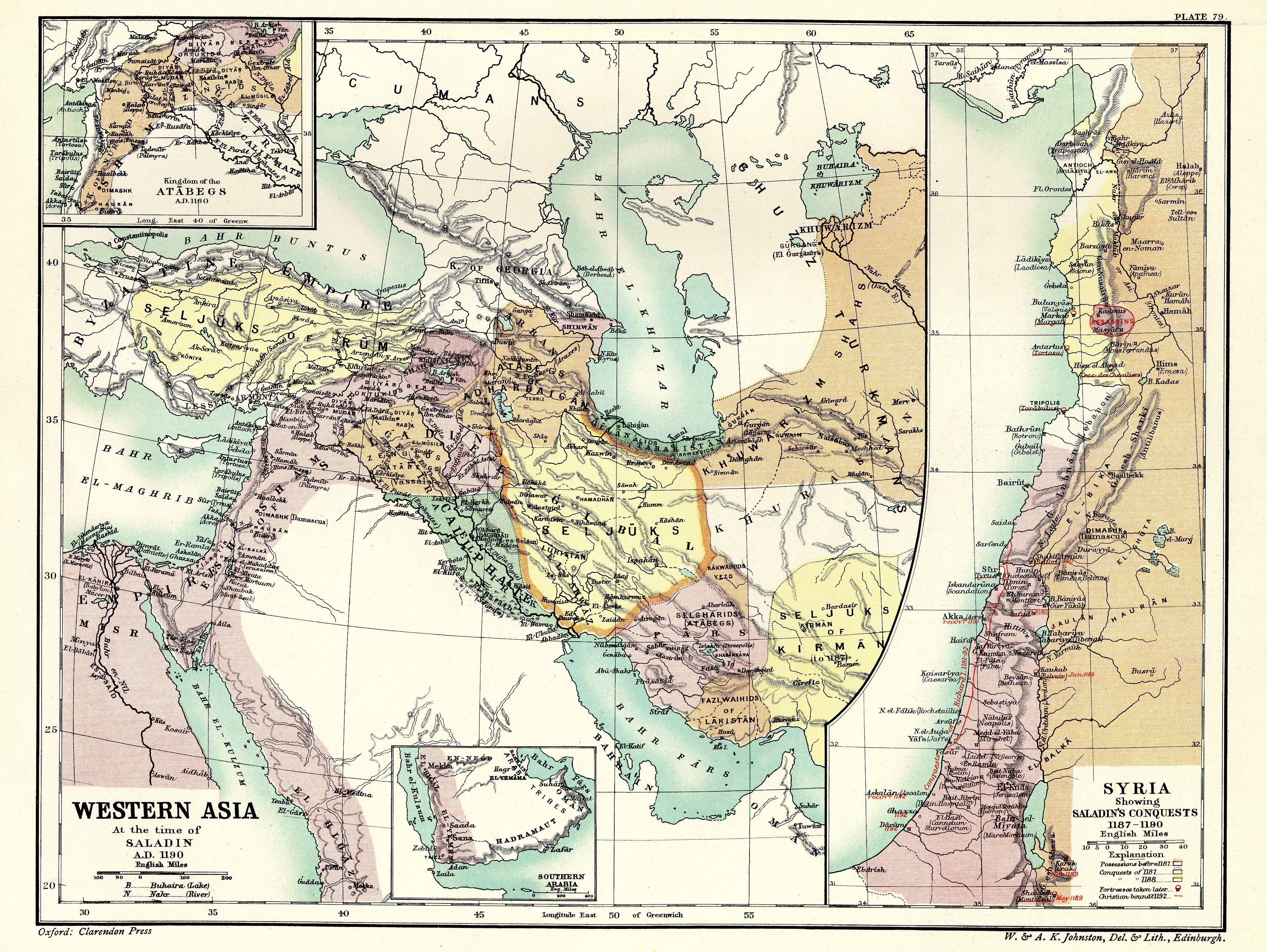 Северо-Западная Азия на карте. Western Asia 4th-2nd Centuries Smith 1915.j.
